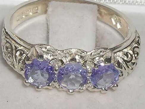 925 sterling Silver حقيقية حقيقية تانزانيت نساء خاتم الفرقة in Kuwait