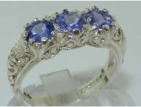 925 sterling Silver حقيقية حقيقية تانزانيت نساء خاتم الفرقة in Kuwait