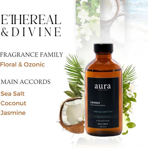 Aura Corsica Oil Oil - مستوحى من Baccarat Rouge | 4 Fl Oz (120 مل) مزيج زيت الناشر للعلاج العطري ، وموزع الزيوت الأساسية-رائحة مستوحاة من الفندق ، وطويلة الأمد للمنزل أو الأعمال in Kuwait