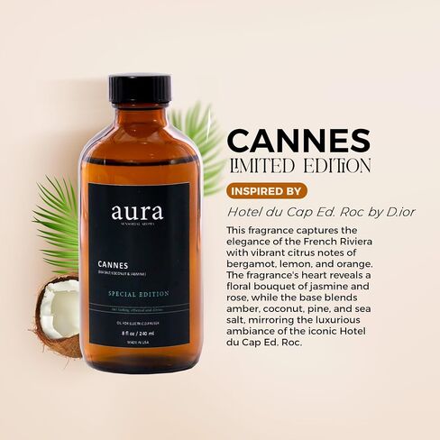 Aura Corsica Oil Oil - مستوحى من Baccarat Rouge | 4 Fl Oz (120 مل) مزيج زيت الناشر للعلاج العطري ، وموزع الزيوت الأساسية-رائحة مستوحاة من الفندق ، وطويلة الأمد للمنزل أو الأعمال in Kuwait