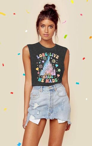 Magical Castle Tank Top Women: Magic Kingdom Shirts Cute Graphic Holiday Vest Summer Vacation Sleeveless Shirt in Kuwait