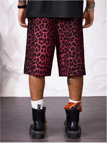 Men's Leopard Bermuda Shorts Cheetah Casual Summer Knee Length Loose Shorts in Saudi Arabia