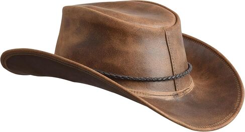 Sidewinder Mens Cowboy Leather Hat Western Style Unisex Australian Braided Hatband in Kuwait