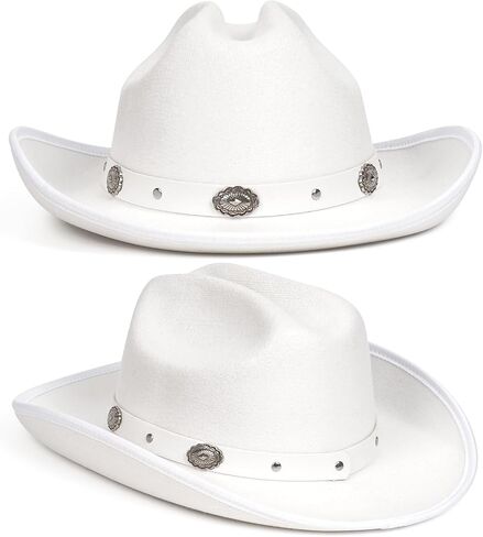 Fadachy Cowboy Hats للنساء والرجال شعرت قبعة رعاة البقر مع حزام مشبك الحافة الواسعة القبعة الغربية in Kuwait