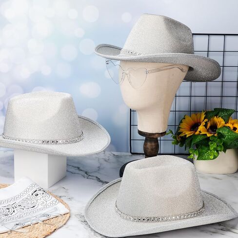9 Pack Western Cowboy Hat with Paisley Print Bandanas Heart Sunglasses Adult Cowgirl Hat for Women and Men in Kuwait