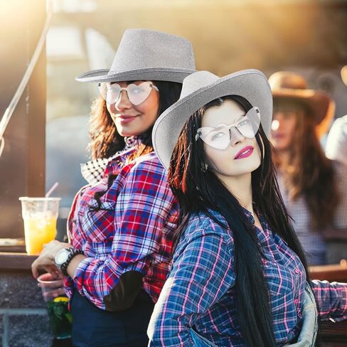 9 Pack Western Cowboy Hat with Paisley Print Bandanas Heart Sunglasses Adult Cowgirl Hat for Women and Men in Kuwait