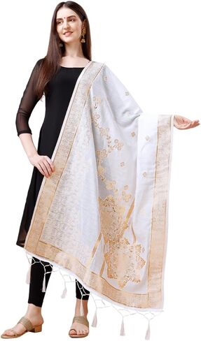 DEVANGI Women's Cotton Chanderi Dupatta Fashionable Chunni Dupatta For Girls in Saudi Arabia