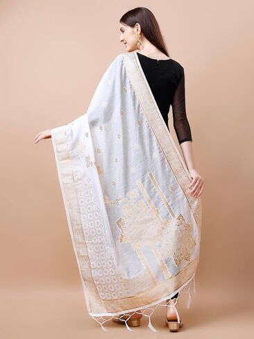 DEVANGI Women's Cotton Chanderi Dupatta Fashionable Chunni Dupatta For Girls in Saudi Arabia