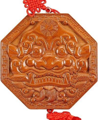 زخرفة مرآة محظوظة - 5.5 بوصة صينية فنغ شوي باجوا مرآة مع رأس الأسد للحماية والزخرفة الطاوية الفنية in Kuwait