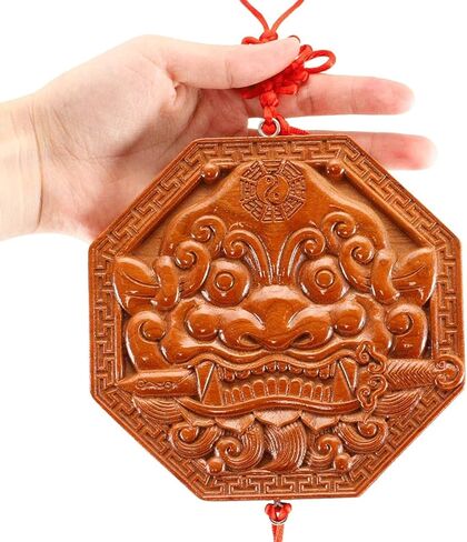 زخرفة مرآة محظوظة - 5.5 بوصة صينية فنغ شوي باجوا مرآة مع رأس الأسد للحماية والزخرفة الطاوية الفنية in Kuwait