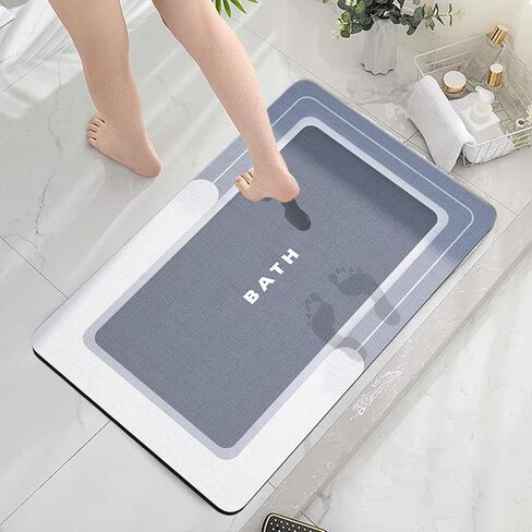 Household Bath Mat, Multipurpose Bathroom Rugs, Lightweight Non Slip Bath Rug, Super Absorbent Quick Dry Easy to Care(Grey) in Saudi Arabia