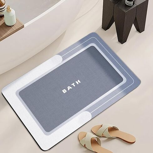 Household Bath Mat, Multipurpose Bathroom Rugs, Lightweight Non Slip Bath Rug, Super Absorbent Quick Dry Easy to Care(Grey) in Saudi Arabia