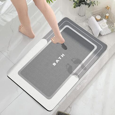 Household Bath Mat, Multipurpose Bathroom Rugs, Lightweight Non Slip Bath Rug, Super Absorbent Quick Dry Easy to Care(Grey) in Saudi Arabia
