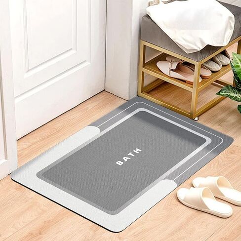 Household Bath Mat, Multipurpose Bathroom Rugs, Lightweight Non Slip Bath Rug, Super Absorbent Quick Dry Easy to Care(Grey) in Saudi Arabia