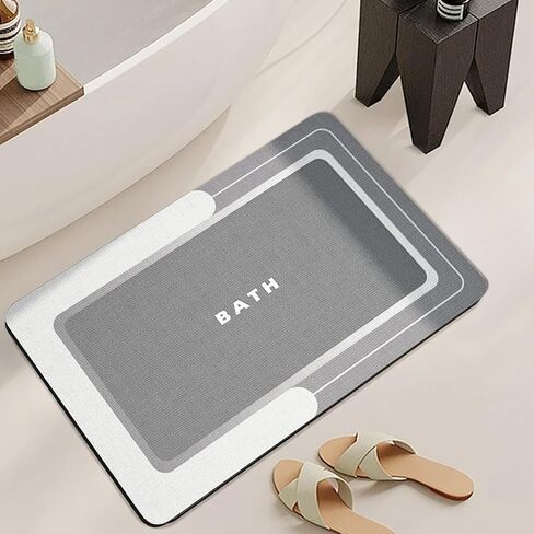 Household Bath Mat, Multipurpose Bathroom Rugs, Lightweight Non Slip Bath Rug, Super Absorbent Quick Dry Easy to Care(Grey) in Saudi Arabia