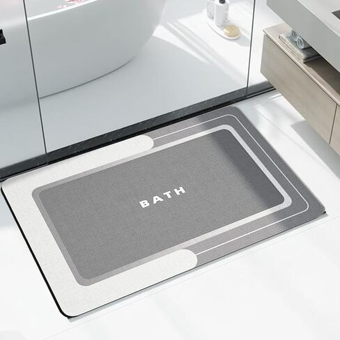 Household Bath Mat, Multipurpose Bathroom Rugs, Lightweight Non Slip Bath Rug, Super Absorbent Quick Dry Easy to Care(Grey) in Saudi Arabia