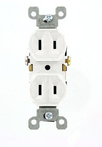 Leviton Duplex Non-Grounding Receptacle 15 Amp Wht Residential Bulk Pack of 10, White in Saudi Arabia