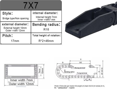Cable Chains R18 7x7 Non-Opening Plastic Towline 1 Meter Length Drag Chain Bridge Type in Saudi Arabia