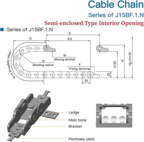 Cable Chain Semi-Enclosed Interior Opening 15x15 15x20 15x30 Drag Plastic Towline Transmission Machine Accessories(28mm,15x30 mm) in Saudi Arabia
