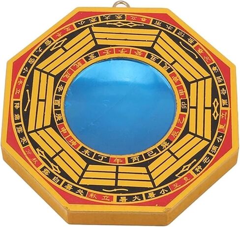 Bagua Mirror Chinese Auspicious Feng Shui Antique Concave and Convex Bagua Wooden Mirror Home and Office Feng Shui Bagua Wooden Decorations, Ancient Chinese Decorations(Concave,7 inch) in Saudi Arabia