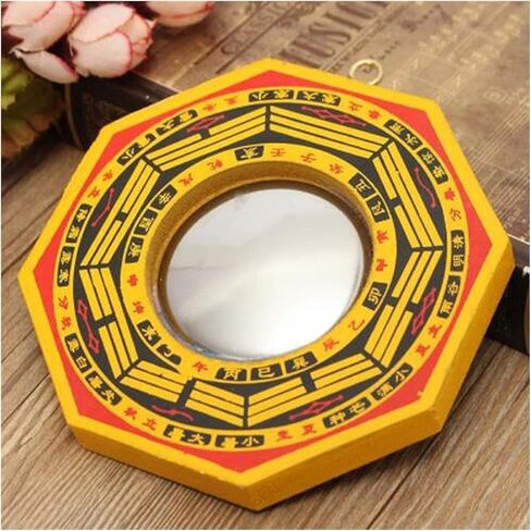 Bagua Mirror Chinese Auspicious Feng Shui Antique Concave and Convex Bagua Wooden Mirror Home and Office Feng Shui Bagua Wooden Decorations, Ancient Chinese Decorations(Concave,7 inch) in Saudi Arabia