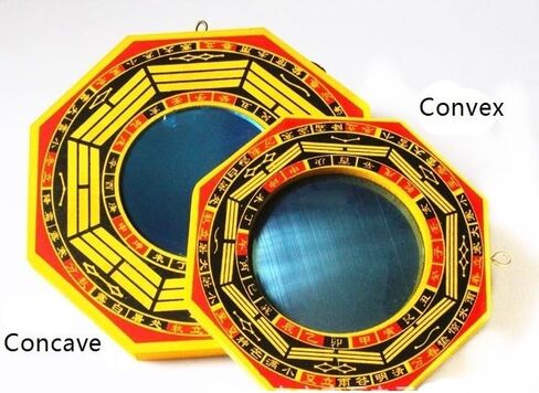 Bagua Mirror Chinese Auspicious Feng Shui Antique Concave and Convex Bagua Wooden Mirror Home and Office Feng Shui Bagua Wooden Decorations, Ancient Chinese Decorations(Concave,7 inch) in Saudi Arabia