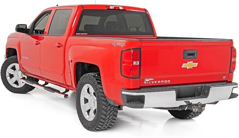 Rough Country Stainless Steel Oval Nerf Steps for Chevy Silverado & GMC Sierra 1500/2500HD/3500HD (2007-2019) Crew Cab - OEM Style Rails with Built-in Side Steps in Saudi Arabia