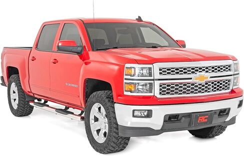 Rough Country Stainless Steel Oval Nerf Steps for Chevy Silverado & GMC Sierra 1500/2500HD/3500HD (2007-2019) Crew Cab - OEM Style Rails with Built-in Side Steps in Saudi Arabia
