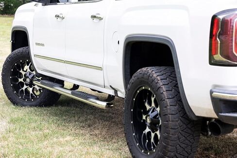 Rough Country Stainless Steel Oval Nerf Steps for Chevy Silverado & GMC Sierra 1500/2500HD/3500HD (2007-2019) Crew Cab - OEM Style Rails with Built-in Side Steps in Saudi Arabia