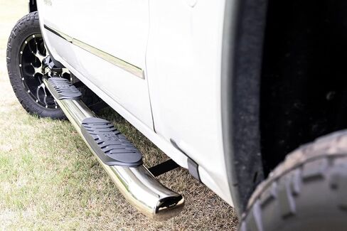 Rough Country Stainless Steel Oval Nerf Steps for Chevy Silverado & GMC Sierra 1500/2500HD/3500HD (2007-2019) Crew Cab - OEM Style Rails with Built-in Side Steps in Saudi Arabia
