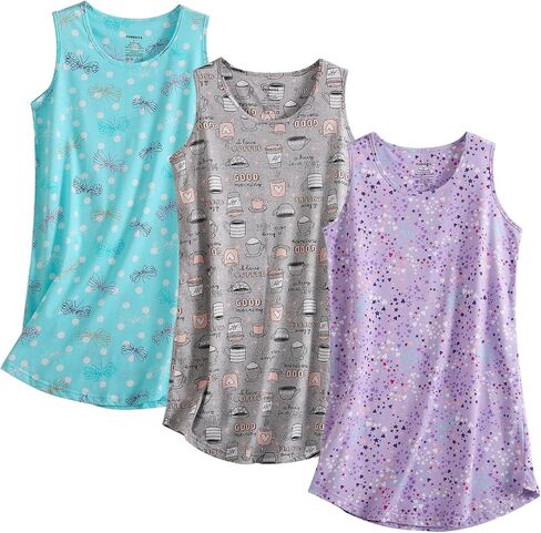 PNAEONG 3 Pack Womens Cotton Nightgown Round Neck Nightshirts Sleeveless Sleepwear Comfortable Tank Sleep Shirt, S-3XL in Saudi Arabia