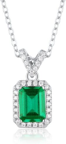 14K Gold Geometric Rectangle Emerald Pendant Collar Necklace,Simple Elegance for Everyday in Kuwait