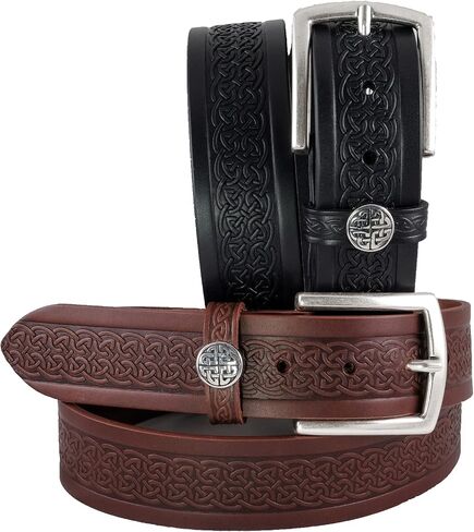Biddy Murphy Genuine Leather Cuff Wrist Bracelet, Embossed Traditional Irish Celtic Jewelry, Soft Vegetable-Tanned Hide, Handmade, Imported from Ireland in Saudi Arabia