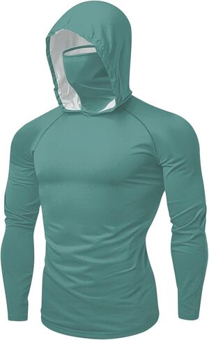 قميص حماية أشعة الشمس للرجال مع قناع خفيف الأكمام طويلة الأكمام مقنعًا in Kuwait