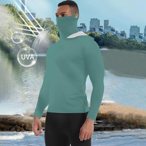 قميص حماية أشعة الشمس للرجال مع قناع خفيف الأكمام طويلة الأكمام مقنعًا in Kuwait