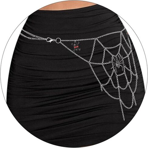 Navoky Halloween Skull Spider Bants Chain Punk Bunk Belt Belt Chain سلاسل جينز معدنية للنساء أو الرجال in Saudi Arabia