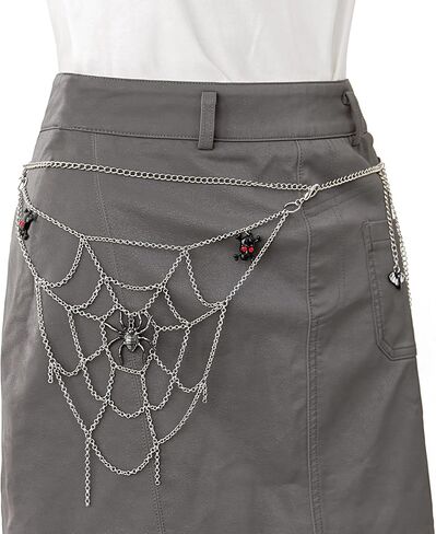 Navoky Halloween Skull Spider Bants Chain Punk Bunk Belt Belt Chain سلاسل جينز معدنية للنساء أو الرجال in Saudi Arabia