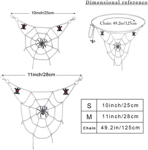 Navoky Halloween Skull Spider Bants Chain Punk Bunk Belt Belt Chain سلاسل جينز معدنية للنساء أو الرجال in Saudi Arabia