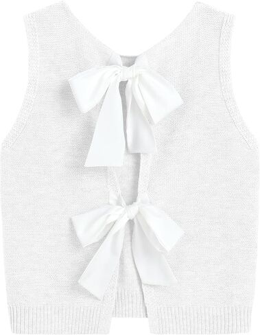 ZAFUL Sweater Vest Top for Women Casual Cropped Bow Tie Back Sleeveless Sweaters Knitted Tank Tops 2025 in Saudi Arabia