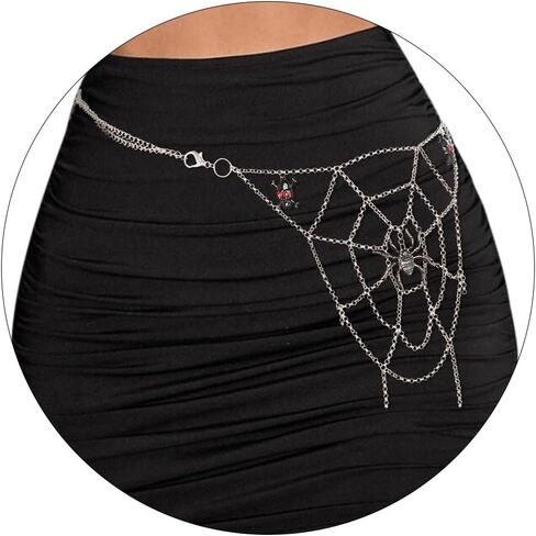 Navoky Halloween Skull Spider Pants Chain Punk Layered Belt Chain Goth Metal Jeans Chains for Women or Men in Saudi Arabia