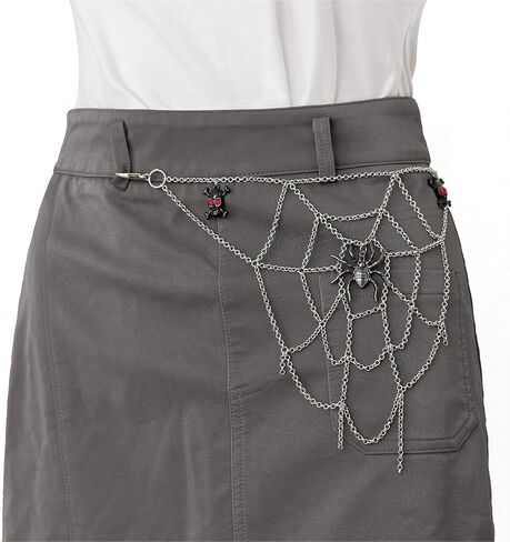 Navoky Halloween Skull Spider Pants Chain Punk Layered Belt Chain Goth Metal Jeans Chains for Women or Men in Saudi Arabia