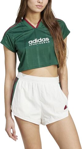 قميص قصير للسيدات من adidas Tiro Nations Pack، أخضر داكن/بورجوندي جامعي/أبيض سحابي، مقاس صغير in Saudi Arabia