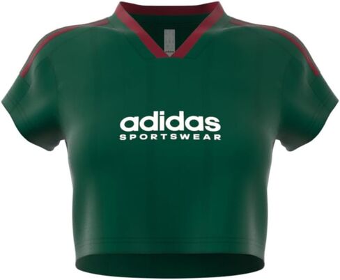 قميص قصير للسيدات من adidas Tiro Nations Pack، أخضر داكن/بورجوندي جامعي/أبيض سحابي، مقاس صغير in Saudi Arabia