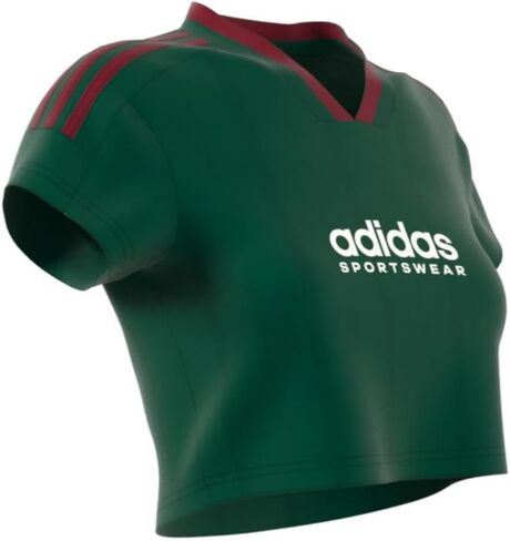 قميص قصير للسيدات من adidas Tiro Nations Pack، أخضر داكن/بورجوندي جامعي/أبيض سحابي، مقاس صغير in Saudi Arabia