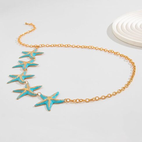 Starfish Waist Chain for Women Gold Plated Sexy Starfish Belly Jewelry Adjustable Hip Chain for Bikini Swimwear Summer Beach Charm Waist Chain Boho Summer Festival Body Chain Beach Vacation Hip Accessories in Saudi Arabia