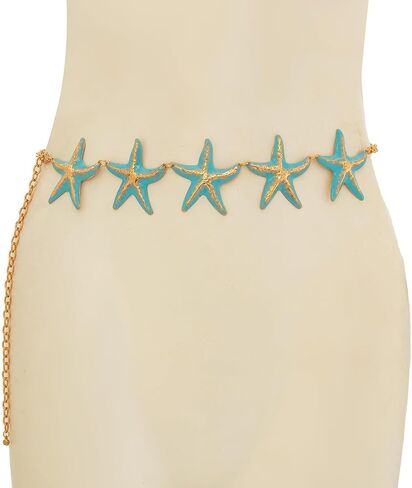 Starfish Waist Chain for Women Gold Plated Sexy Starfish Belly Jewelry Adjustable Hip Chain for Bikini Swimwear Summer Beach Charm Waist Chain Boho Summer Festival Body Chain Beach Vacation Hip Accessories in Saudi Arabia