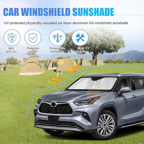 6 Layers Thicken Windshield Sun Shade Compatible with 2016-2024 Honda Pilot Foldable Car Windshield Cover Vehicle Sun Protector for Front Window Reflect UV Sun and Heat in Saudi Arabia