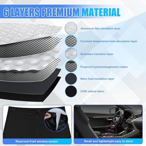 6 Layers Thicken Windshield Sun Shade Compatible with 2016-2024 Honda Pilot Foldable Car Windshield Cover Vehicle Sun Protector for Front Window Reflect UV Sun and Heat in Saudi Arabia