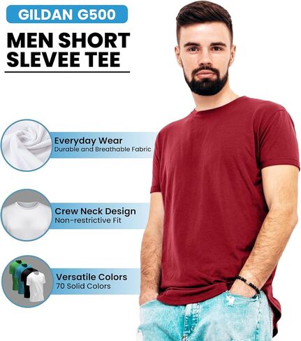 Gildan Men's Heavy Cotton Short Sleeve T-Shirt, Style G500, Multipack of 1|2|4|6|10, Make Your Own Customized Set! in Saudi Arabia