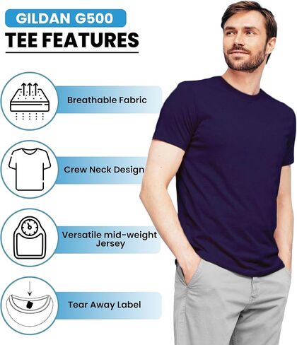 Gildan Men's Heavy Cotton Short Sleeve T-Shirt, Style G500, Multipack of 1|2|4|6|10, Make Your Own Customized Set! in Saudi Arabia